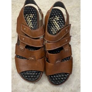 Reiker Anti stress Brown Leather Sandals Women's Size 40 / 9 Hook & Loop Clos